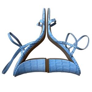 Zac Posen Blue Croc Embossed‎ Leather Strappy Heeled Sandals - Size 6M NWOB